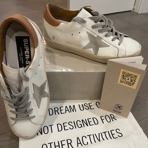 Golden Goose Super-Star White Vacchetta Tan Suede Patch